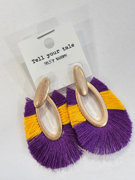 Purple and gold earrings