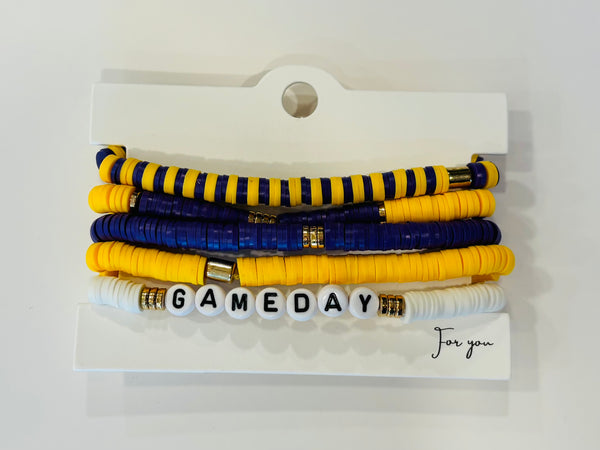 Set of 5 Stacked Beaded GAME DAY Bracelets